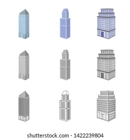 Vector illustration of construction and building icon. Set of construction and estate stock symbol for web.