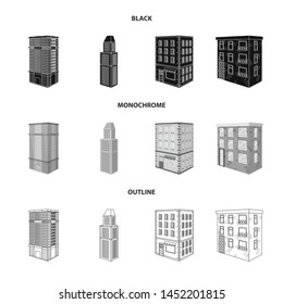 Vector illustration of construction and building logo. Set of construction and estate stock symbol for web.