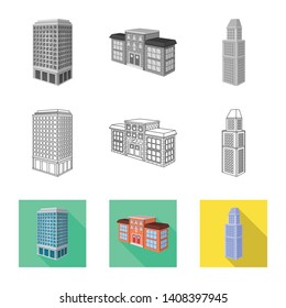 Vector illustration of construction and building sign. Set of construction and estate stock symbol for web.