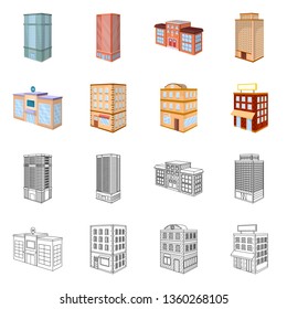Vector illustration of construction and building symbol. Set of construction and estate stock vector illustration.