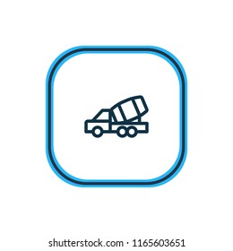 Vector illustration of construction car icon line. Beautiful vehicle element also can be used as concrete mixer icon element.