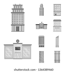 Vector illustration of construction  and city icon. Collection of construction  and center vector icon for stock.
