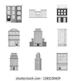 Vector illustration of construction  and city icon. Collection of construction  and center stock vector illustration.