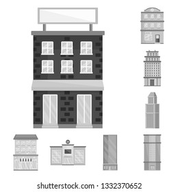 Vector illustration of construction  and city logo. Collection of construction  and center vector icon for stock.