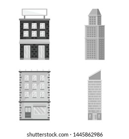 Vector illustration of construction and city logo. Set of construction and center vector icon for stock.