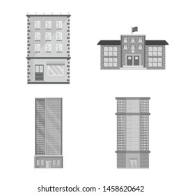 Vector illustration of construction and city logo. Set of construction and center stock symbol for web.
