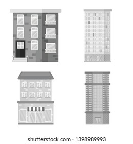 Vector illustration of construction  and city symbol. Collection of construction  and center stock vector illustration.