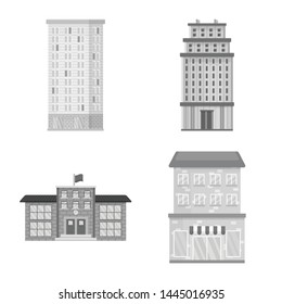 Vector illustration of construction and city symbol. Set of construction and center vector icon for stock.