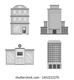 Vector illustration of construction and city symbol. Collection of construction and center stock symbol for web.