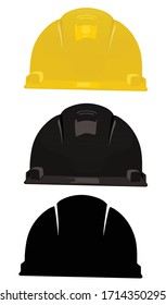 Vector illustration of Construction helmets, project helmet, hard hats with yellow color, grayscale, and silhouettes. suitable for may day labour day