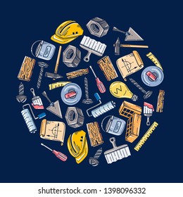 Vector Illustration  from construction icons. Good for card, poster, banner, invitation, postcard, icon. EPS 10 