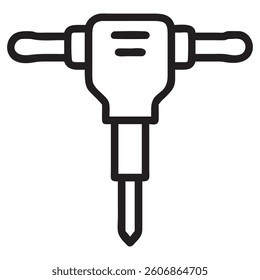 Vector Illustration of a Construction Jackhammer, icon, line art