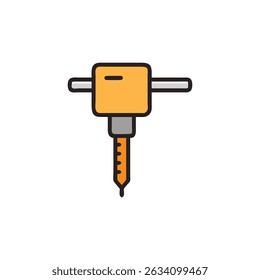 Vector Illustration of Construction Jackhammer Tool on White Background