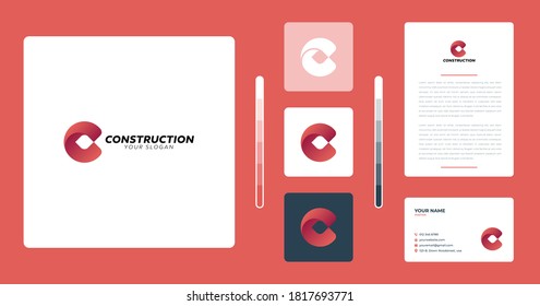 Vector illustration of construction logo design template. Isolated on a colored background.