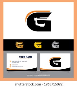 A Vector Illustration of Construction Monogram Letter G Logo and Business Card