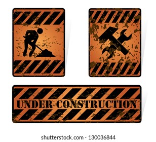 Vector illustration of construction signs.