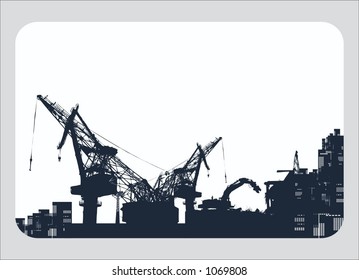 vector illustration construction ,silhouette,demolishing crane, construction  crane