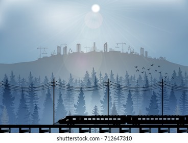 Vector illustration of Construction site at night background