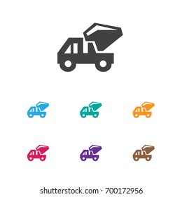 Vector Illustration Of Construction Symbol On Mixer Concrete Icon. Premium Quality Isolated Industrial Transport Element In Trendy Flat Style.