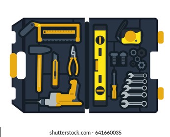 Vector illustration of construction tools box