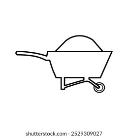 Vector illustration of construction wheelbarrow on a white background, suitable for building project icon designs, workshop tools, and construction equipment symbols