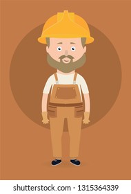 Vector illustration. Construction worker character with uniform.
