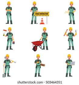 A vector illustration of Construction Worker Doing Work