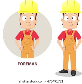 Vector illustration of construction worker - foreman.