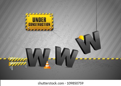vector illustration of construction of WWW with cone