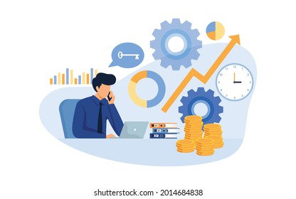 Vector illustration of Consulting, key account manager, business plan. Vector illustration for website banner, marketing material, online advertising and business presentation.