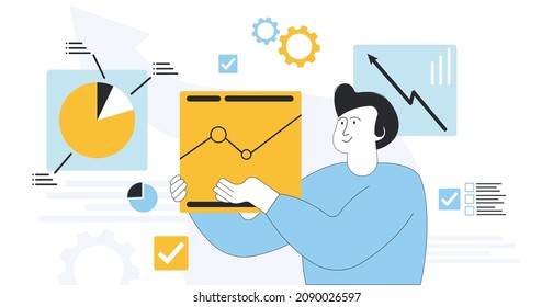 Vector illustration of Consulting, key account manager, business plan. Vector illustration for website banner, marketing material, online advertising and business presentation.
