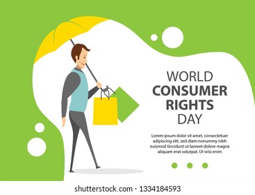 Vector Illustration Consumer Rights Day with umbrella, banner, landing page