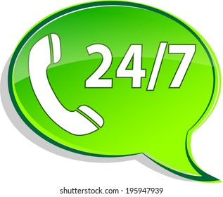 Vector illustration of contact green speech on white background