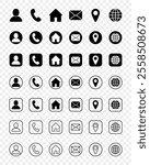 Vector illustration of Contact icon set isolated on transparent background