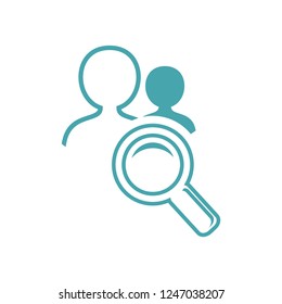 Vector illustration contact information. Silhouettes and magnifying glass. Staff recruitment. Vector icons