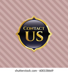 Vector illustration of Contact us golden badge or emblem
