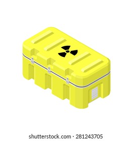 A vector illustration of a container containing radioactive materials. Radioactive material icon illustration. Case containing radiation hazardous materials.