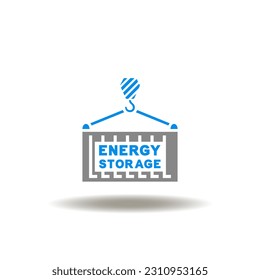 Vector illustration of container and energy storage. Symbol of energy storage. Icon of power cells tank.