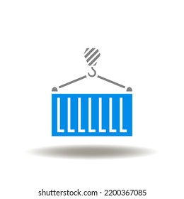 Vector Illustration Of Container. Icon Of Cargo Shipping. Symbol Of Import, Export Goods. Sign Of Products Transportation.