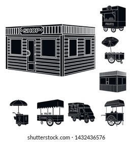 Vector illustration of container and outdoor symbol. Collection of container and kiosk vector icon for stock.