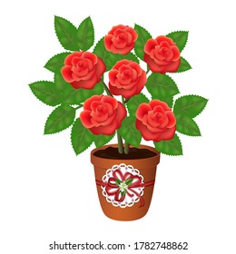 Vektorgrafik eines Containers mit Rosenblütengeschenk für den Grußkartengruß