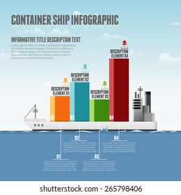 Vector Illustration Of Container Ship Infographic Design Elements.