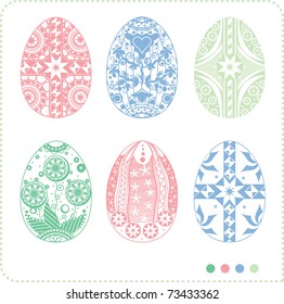 vector illustration contains the easter set of color eggs