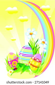 Vector illustration contains the Easter symbols