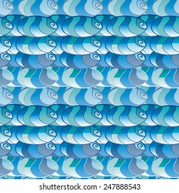 The vector illustration contains the image of abstract background. Seamless marine wave patterns
