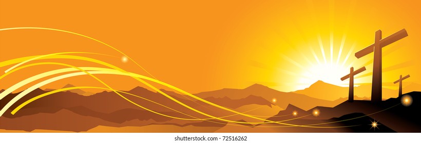 The vector illustration contains image Banner with an easter cross