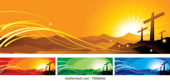 vector illustration contains the image of a banner with crosses