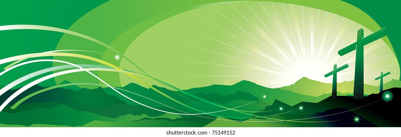 vector illustration contains the image of Banner with an easter cross