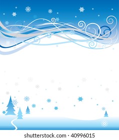 Vector illustration contains the image of Christmas landscape