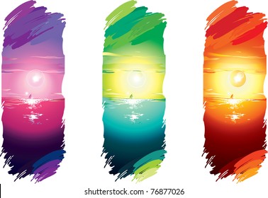 vector illustration contains the image color vertical banners with the seascape